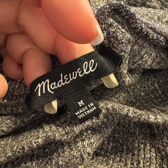 Madewell Gray Cityblock Mock Neck Long Sleeve Fit & Flare Sweater Dress M - Picture 6 of 7